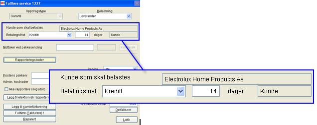Kredittservice For å fullføre en serviceordre slik at kunden får faktura, må kunden ligge med kreditt. Denne informasjonen vises i kunderegisteret, eller når man står inne på Fullføre service-bildet.