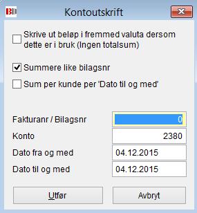 Kryss deretter av for ønskede kriterier som skal være med, og hva listen skal være sortert etter. Innbetalingsjournal Liste over alle innbetalinger på tidligere fakturaer.
