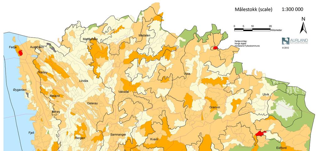 Figur 5 Samlet oversikt over verdisatte landskapsområder i