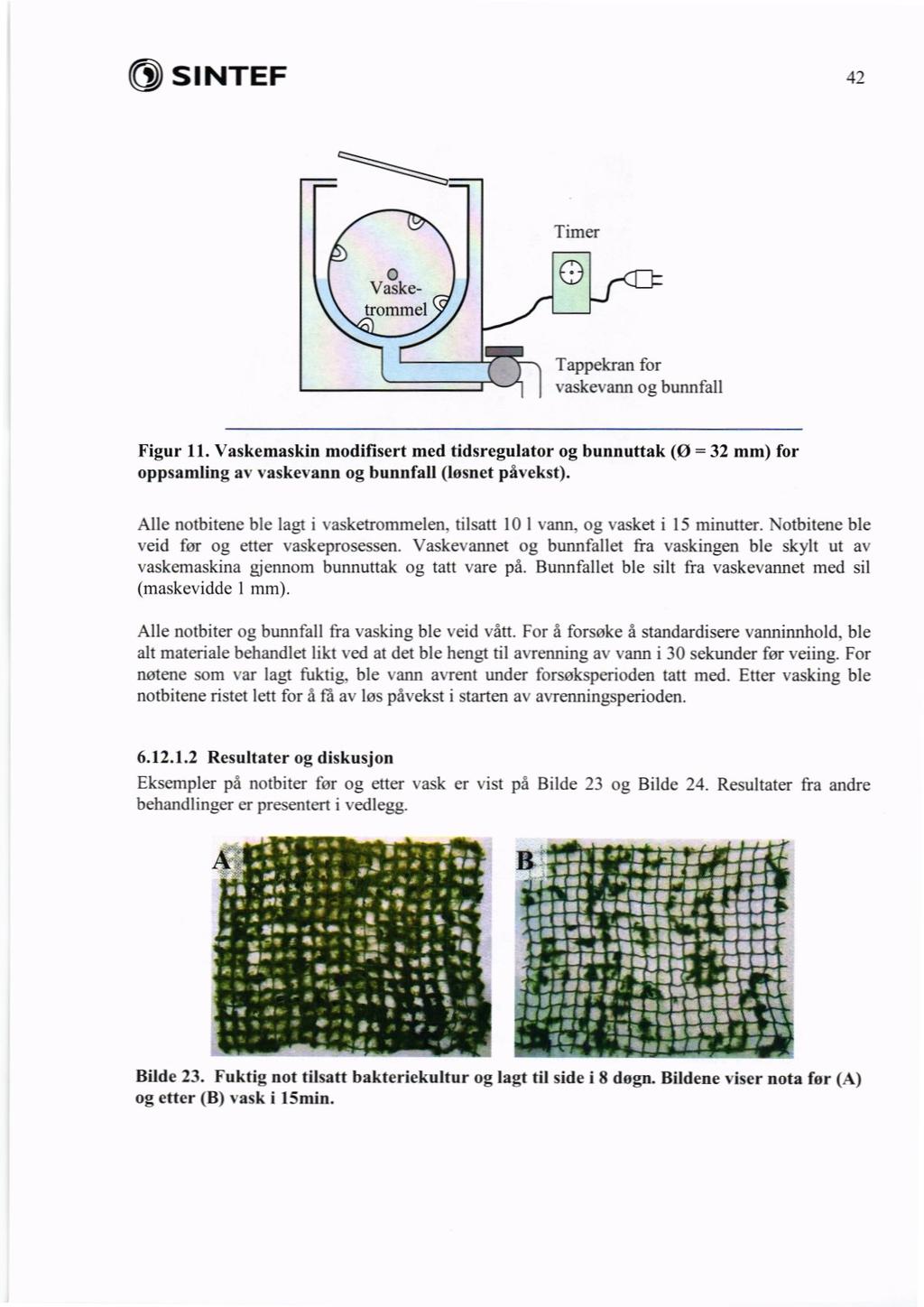 SINTEF 42 0 Vasketrommel Timer o Tappekran for vaskevann og bunnfall Figur 11.