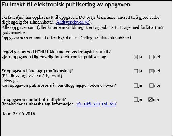 Publiseringsavtale Studiepoeng: 15