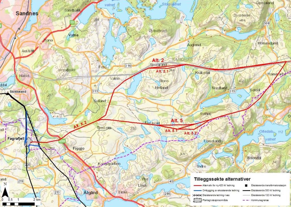 Vurdering justerte traséalternativer 420 kv Seldalsheia Fagrafjell multiconsult.no Figur 1-1.