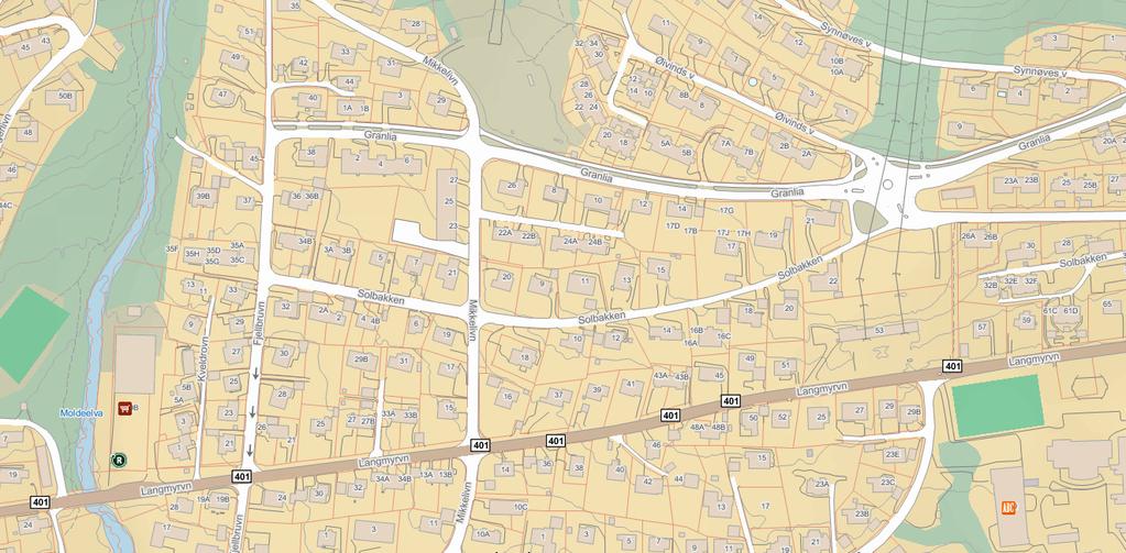 DOK. NR.: 01 REV.: DATO: Side 42 av 48 kjører mot sentrum fra Nordbyen kan området ved rundkjøringen mellom Granlia og Solbakken være et mulig påhuggsområde(1) for av- og påkjøringsrampene.