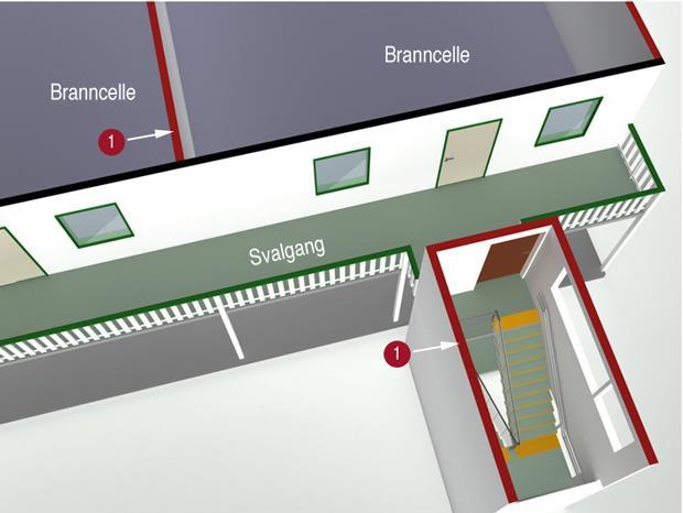 11-14 Figur 5a: Brannbeskyttelse av rømningstrapp