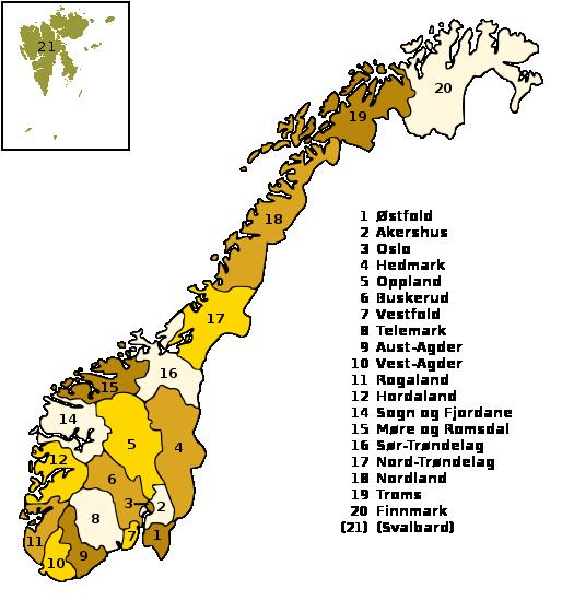 ANNEXE II Départements de Norvège Source : Fra Wikipedia,