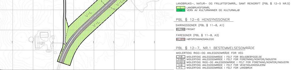 eksisterende jorder og skog regulert til landbruks-, natur og friluftsområder.