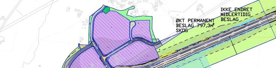 16 For felt F/K/I3 gir breddeutvidelse i kurve på dagens rv. 3/25 en reduksjon på 214,7m 2 for areal regulert til forretning/kontor/industri.