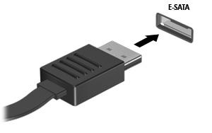 2 Bruke en esata-enhet En esata-port brukes til tilkobling av en esata-komponent med høy ytelse (tilleggsutstyr), for eksempel en ekstern esata-harddisk.