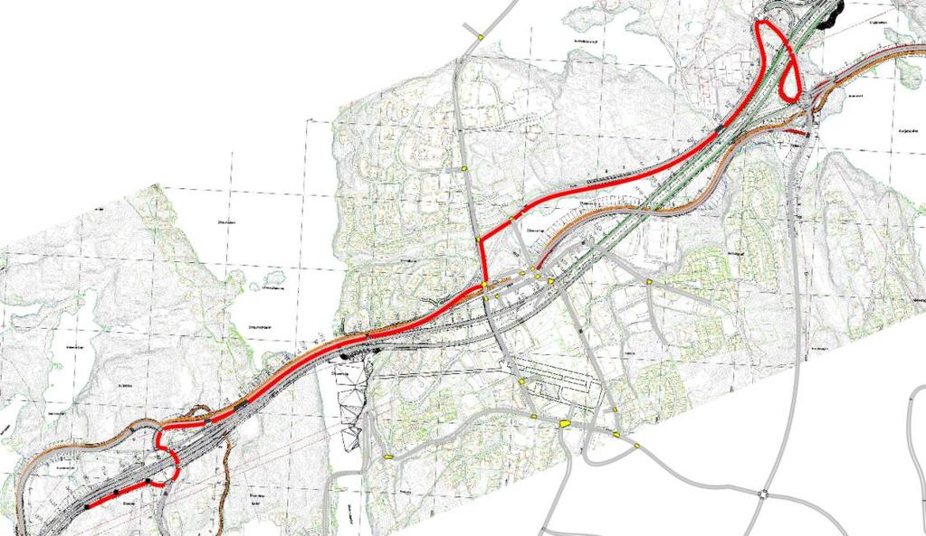 -21 Omkjøringsrute østover skiltes av ved Bildøykrysset, føres på lokalvegen mot Straume sentrum og videre mot Straumekrysset.