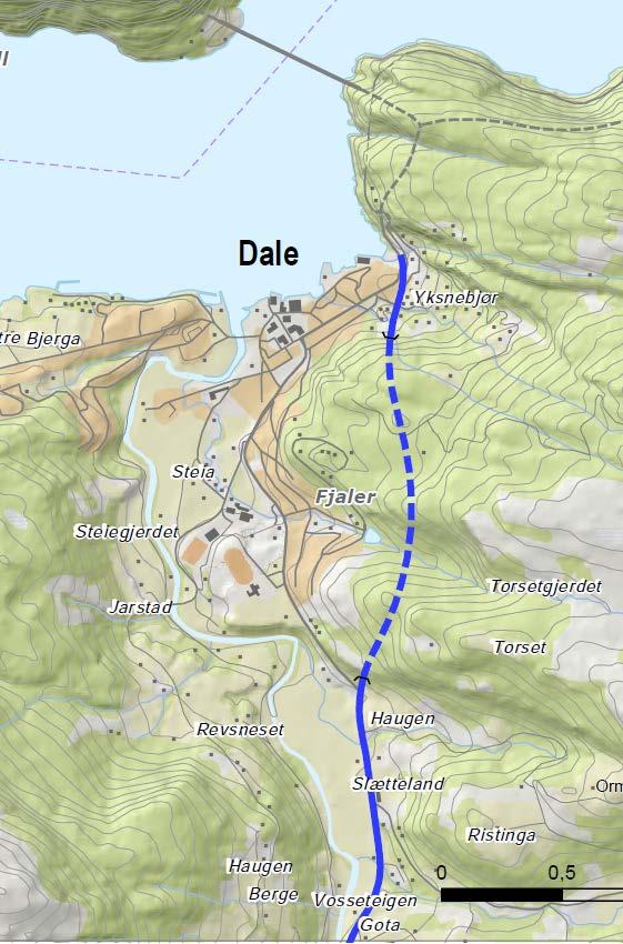 Delstrekning 2 Dale Utfordringar Tett med hus langs vegen Vegnettet i sentrum Påkobling til Dalsfjordsambandet Vanskeleg å få kystvegen som