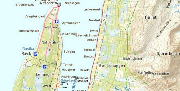 LENANGSØYRA v/fyret Lengde: 3 km Koordinater: 34W 0461273/7749117 N69 50.813 Ø19 59.