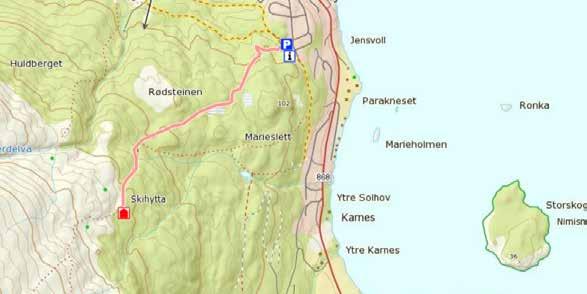 SKIHYTTA LYNGSEIDET Lengde: 2 km Koordinater: 34W 0468151/ 7717144 N69 33.667 Ø20 10.