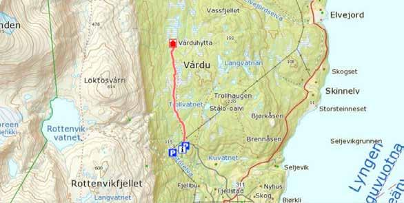 VÁRDU Lengde: ca. 2,5 km Koordinater: 34W 0471436/ 7724095 N69 37.