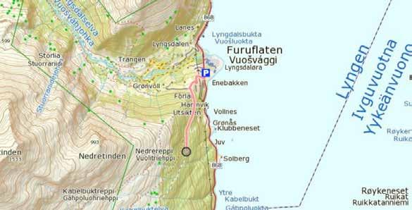 SKOGSVEIEN FURUFLATEN Lengde: 3 km Koordinater: 34W 0466309/ 7701995 N69 25.503 Ø20 8.