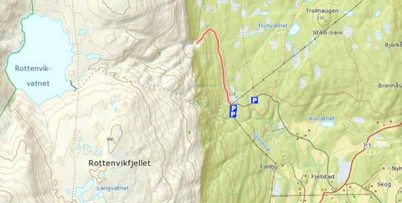 ROTTENVIKFOSSEN Lengde: Ca. 2,6 km. Litt myrlendt terreng. Koordinater: N7731231.26 Ø703899.