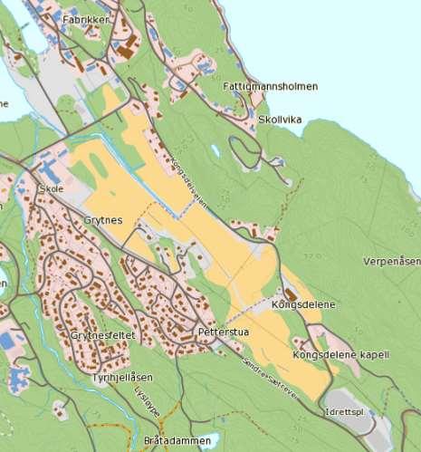 8 3.3 Miljøtema: Jord- og skogbruksressurser Dyrket mark, Skog og landskap.no. Beskrivelse: Det inngår ca. 180 daa dyrket eller dyrkbar mark i planområdet.