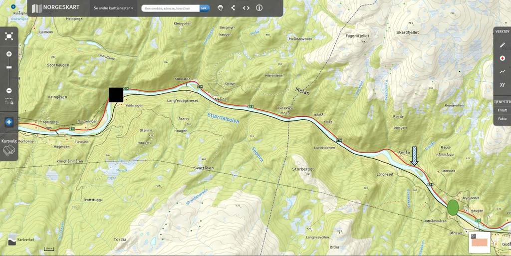 Beregning av vannstander i Stjørdalselva Det er gjort en beregning av vannstandene i Stjørdalselva ved 200-års flom i vassdraget. En totalt 7,5 km lang strekning av vassdraget ble modellert.