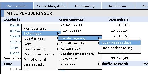 Recall Kommandoer, hurtigtaster Menyer: Huske hvilken meny man