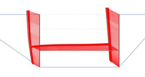 6 Diskusjon 6.6 Forskyvning av pressegrop Figur 192 viser, i samtlige tilfeller, og i både 2D og 3D, at pressegropa viser en tendens til å rotere mot klokka.