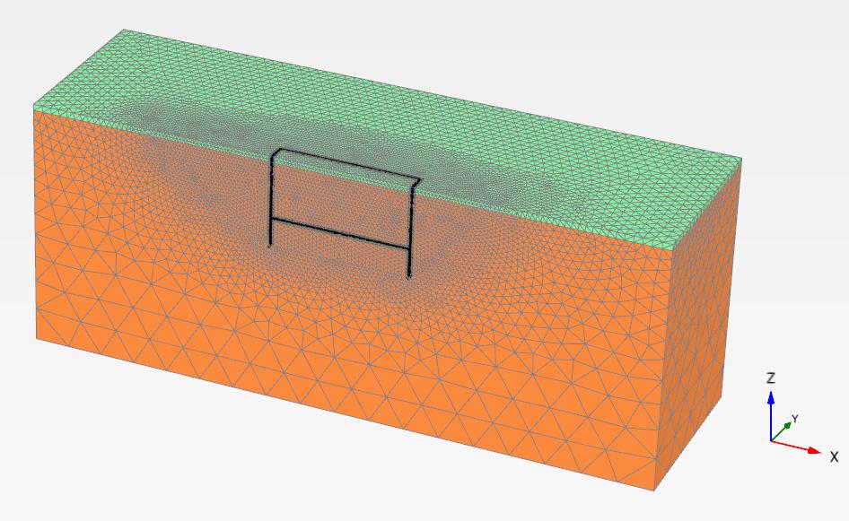 4 Modell og materialparametere Figur 40 Mesh i Plaxis 3D