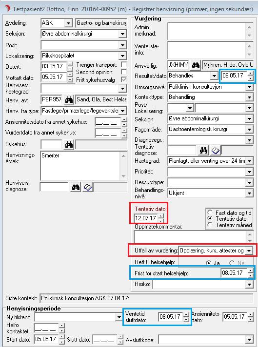 Henvisninger som ikke skal rettighetsvurderes, men behov for pasientoppmøte til behandling, kurs/ opplæring etc.