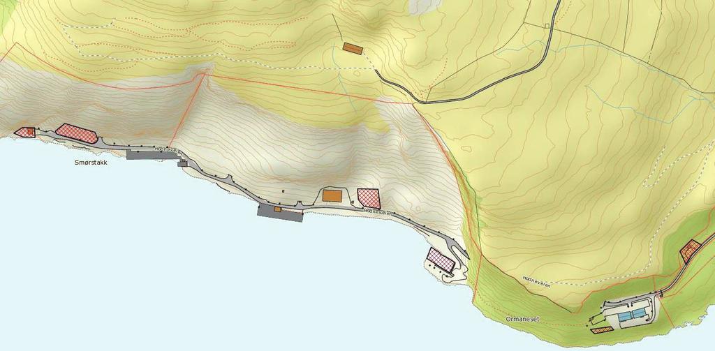 Næringsområdet på Hodne består av en utsprengt kailinje med enkelte bygg og anlegg tilknyttet datalagring i fjellhallene.