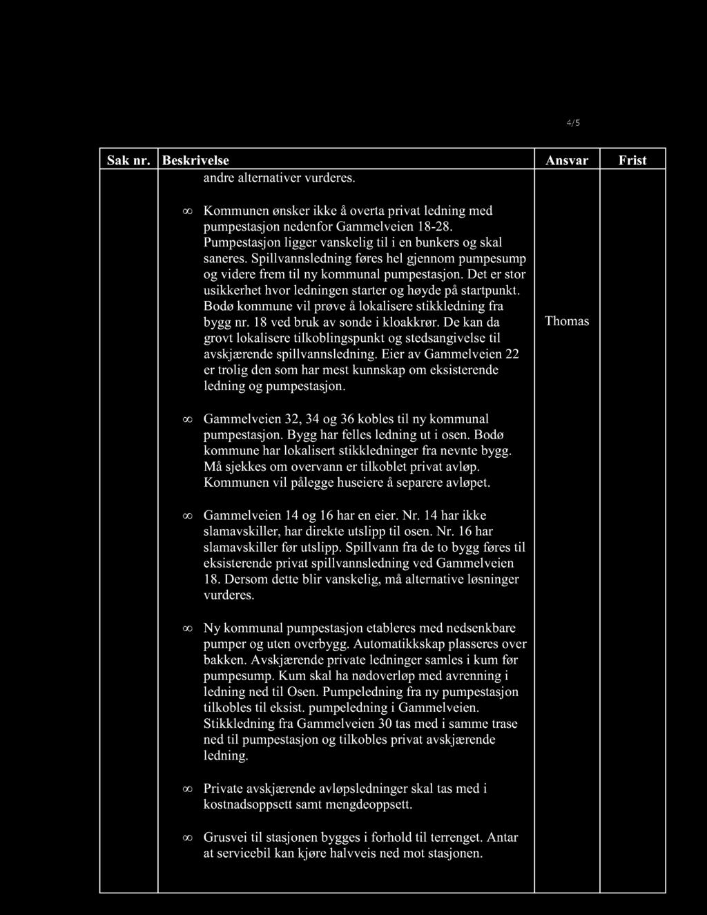 SIDE 4/5 andre alternativer vurderes. Kommunen ønsker ikke å overta privat ledning med pumpestasjonedenfor Gammelveien 18-28. Pumpestasjon ligger vanskelig til i en bunkers og s kal saneres.