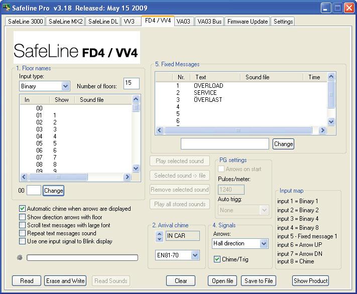 Generell informasjon GENERELL INFORMASJON Programmering av FD4 med SafeLine Pro Ved bruk av programvaren SafeLine Pro kan inngangene programmeres og endringer i de faste tekstmeldingene kan foretas