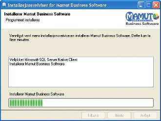Nå installeres ditt Mamut-system og programfilene kopieres til det området du valgte.