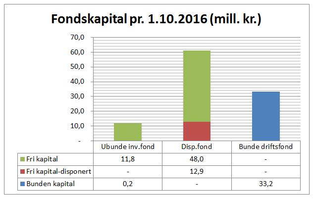 2. Finansiell status eigenkapital / lånegjeld 2.1.a Eigenkapital Eigenkapitalen i form av fond er delvis satt av til særskilte investeringstiltak og driftstiltak. Fond kan vere både bunde og ubunde.