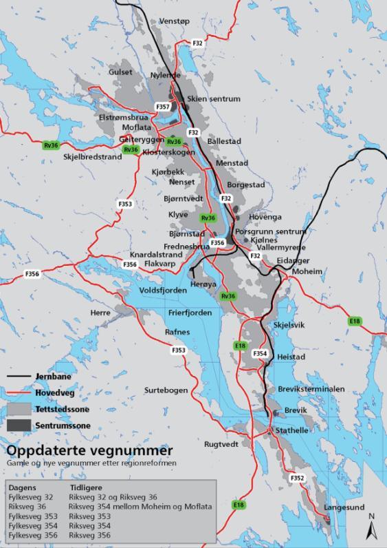 Grenland KVU ferdig i 2010 anbefaler optimalisering av dagens vegnett, framkommelighetstiltak for næringstrafikken, og «grønne» tiltak som gjør det bedre for kollektivtrafikken, gang- og