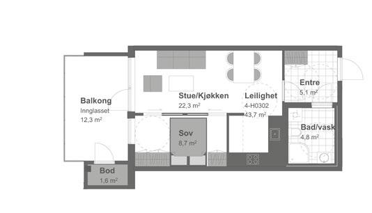 Speilvendt versjon av C5-A som naturlig nok har de samme praktiske løsningene.