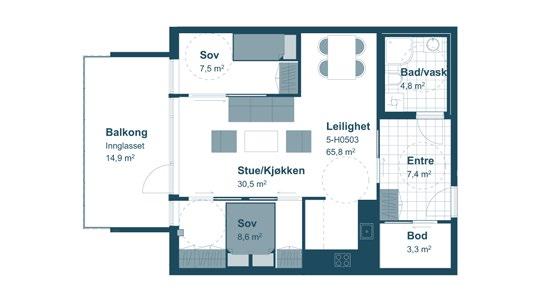 C4-A 3-ROMS 85 M 2 C4-B 3-ROMS 81 M 2 SØRVEDT 3-ROMS LEILIGHET Arealeffektiv leilighet som er utnyttet veldig bra, med plass til