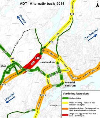 37 11. Fremtidsrettet transportsystem Situasjonsbeskrivelse Tilførselsveiene til Arendal og avkjøringen ved Vesterled inn til Grimstad har allerede rushtidsutfordringer i dag.