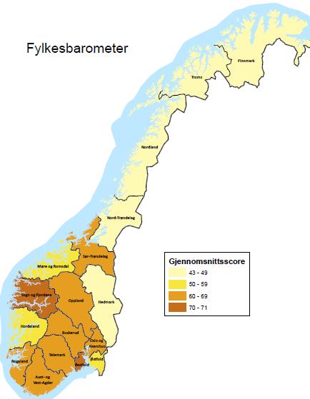 Fykesbarometret 2015-2016 100 FYLKESBAROMETER 2015-2016 80 Prosent 60 40 20 58 52 60 43 38 40 44