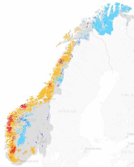 Våtere i bakken i Finnmark 2017 2016 Kilde: NVE Kartene viser lagerevne i mark- og grunnvannssonene i