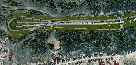 Figur 5-15: Portalområdet ved Bjørkelia, med boligområdene nord for eksisterende E134 (illustrasjon:multiconsult) I nærheten av portalområdet vil vi få fjellskjæringer.