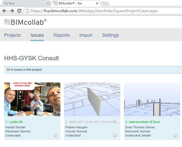 - 3.3 BIMcollab Som i alle andre foregående prosjekter så fikk vi tilgang på BIMcollab.