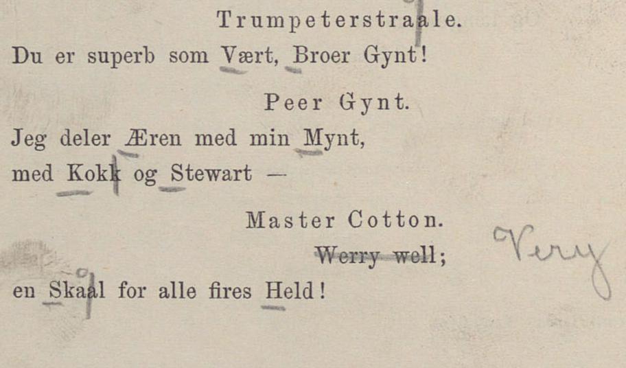Peer Gynt:, 2. utgave 1867 med Ibsens rettelser til 3. utg. 1874. Nasjonalbiblioteket, avdeling Oslo, Håndskriftsamlingen Ms.