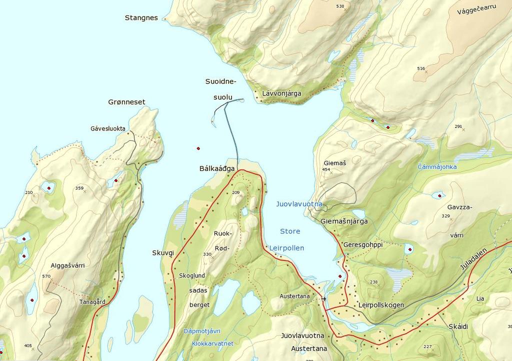 24 Juleelva Figur 12. Kart over Tanamunningen og Leirpollen med inntegnet registreringer for sjørøye (røde punkt). Sjørøya gyter i nedre del av Juleelva. 4.3.