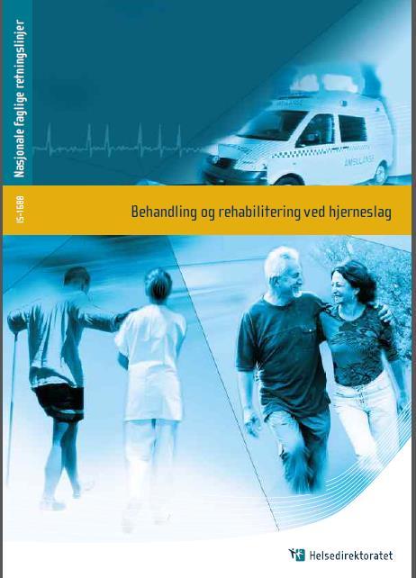 Nasjonale retningslinjer for behandling og rehabilitering ved hjerneslag Første gang publisert i 2010 Er ute på ekstern høring nå Helse- og omsorgstjenesteloven 12-5 og