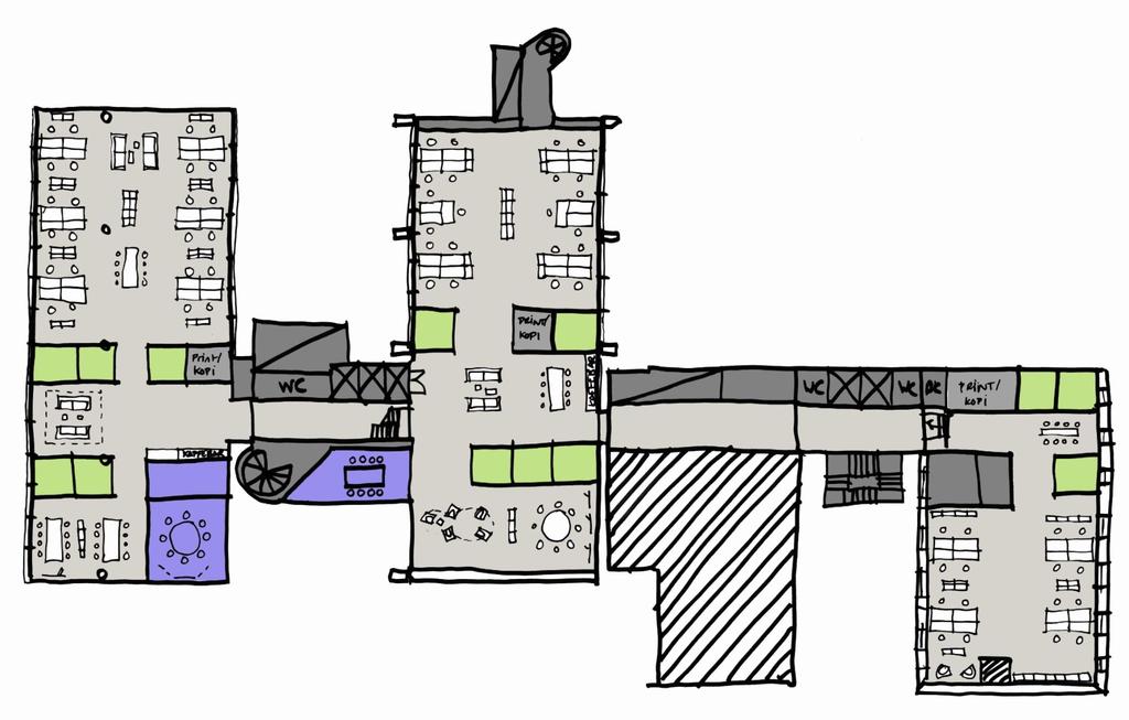 NYE NHD 24 åpne arbeidsplasser 5 samtalerom 2 møterom Plan 2 prosjektbord 04 1 sosial sone 22 åpne