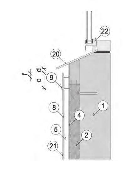 ca 30 mm Vertikal snitt vindusbrett 3 1 3 Bærende vegg 3 2 3 Isolasjon 3 4 3 Vindstopper 3 5 3 Luftespalte min 23 mm 3 8 3 EPDM list 90 mm 3 9 3 Fasadeskruer 4,9 x