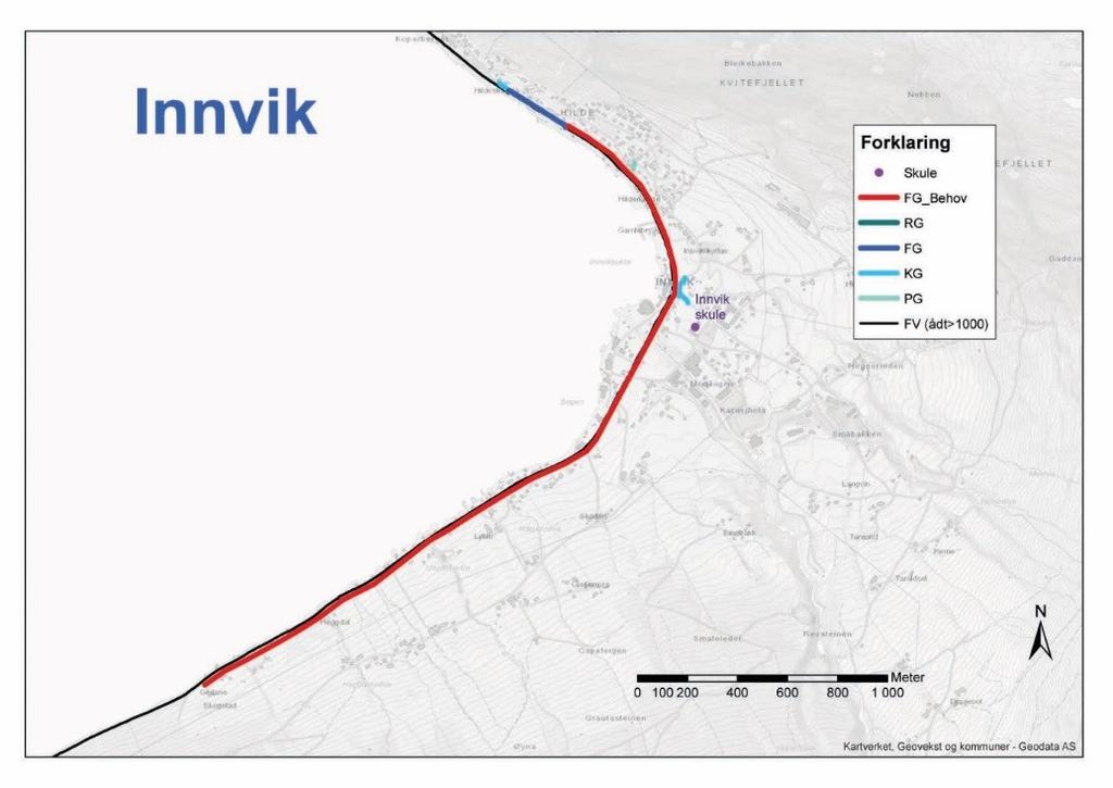 60, Skogstad - Hilde i Innvik ÅDT på strekninga er 1400 ved Skogstad og 1700 frå Innvik mot Hilde. Fartsgrensa er 50 og 60 km/t.