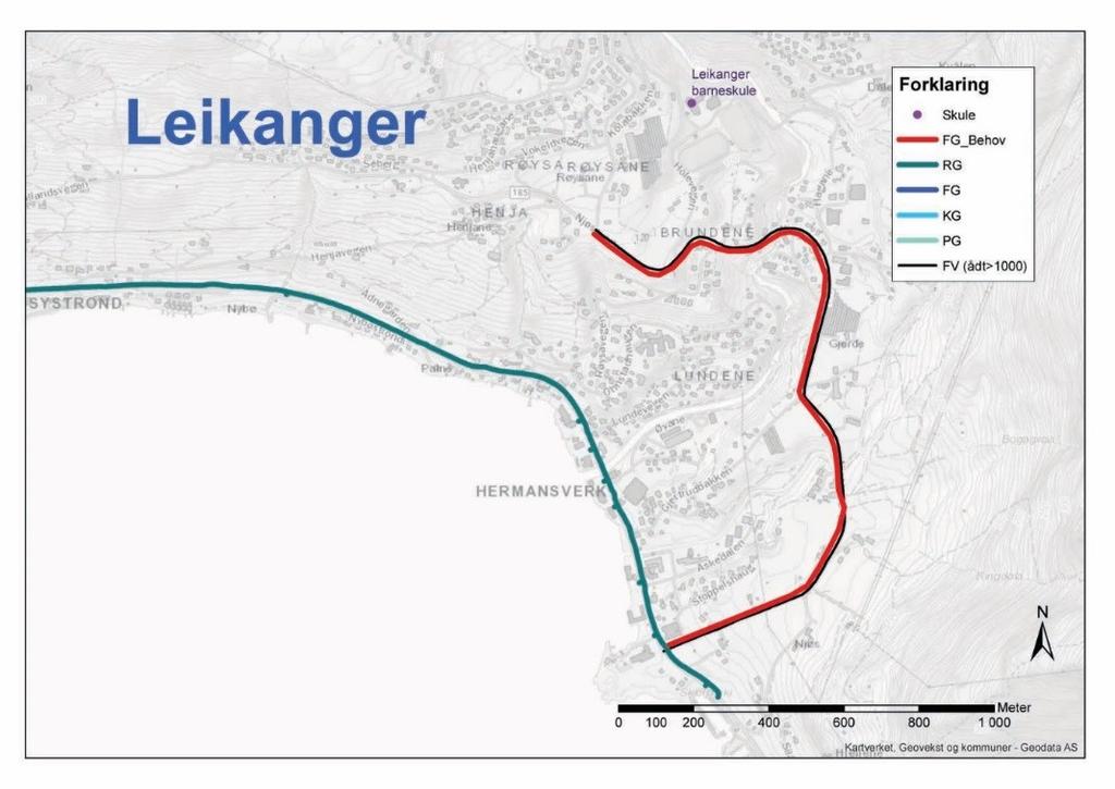 Ved eventuell realisering av ny E39 mellom Byrkjelo og Grodås det bli kraftig reduksjon i trafikken over Utvikfjellet. Figur 9 - Fv.