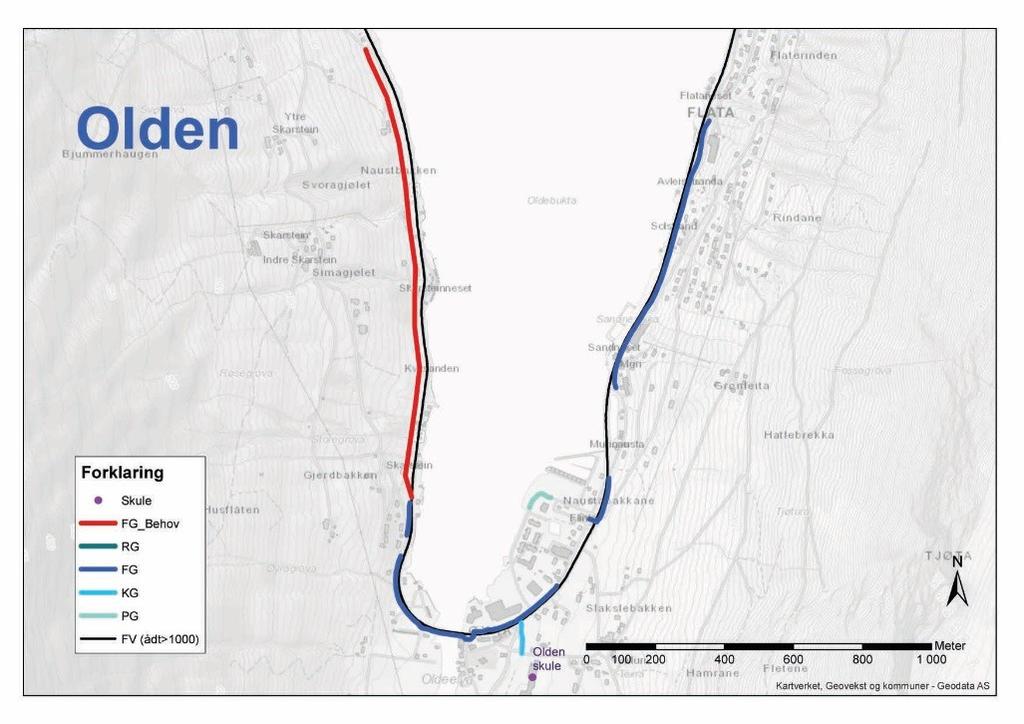 Figur 16 - Fv. 60, Sletteneset - Skarstein ÅDT på strekninga er 1200. Fartsgrensa er 60 km/t.