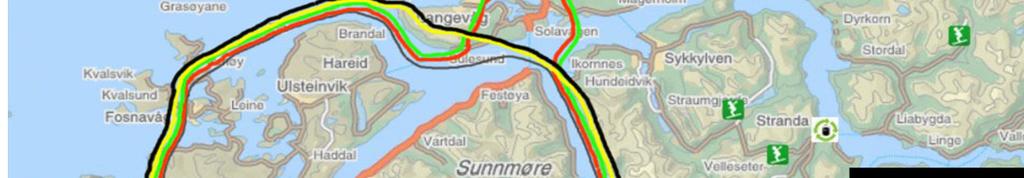 Lenker Tid langs eksisterende veg Tid langs ny trasé (konsept i parentes) Differanse mot korteste nye strekning Førde-SDN Førde-Bergen lufthavn (BGO) 1 t 15 min,