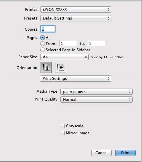 Utskrifter F Velg Print Settings (Utskriftsinnstillinger) fra hurtigmenyen. G H Velg en passende innstilling for Media Type (Medietype).