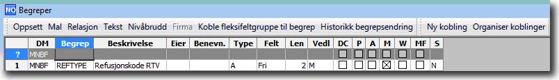 Generelt Refusjonstyper Det må opprettes begrep og begrepsverdier for refusjonstyper. Refusjonstypene benyttes til følgende: Sette kryss i ett av feltene 1.4-1.