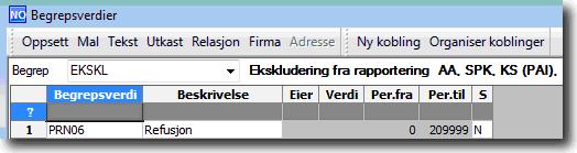 Relasjoner på stilling Beregne refusjonskrav (PRN06) gir mulighet for å ekskludere